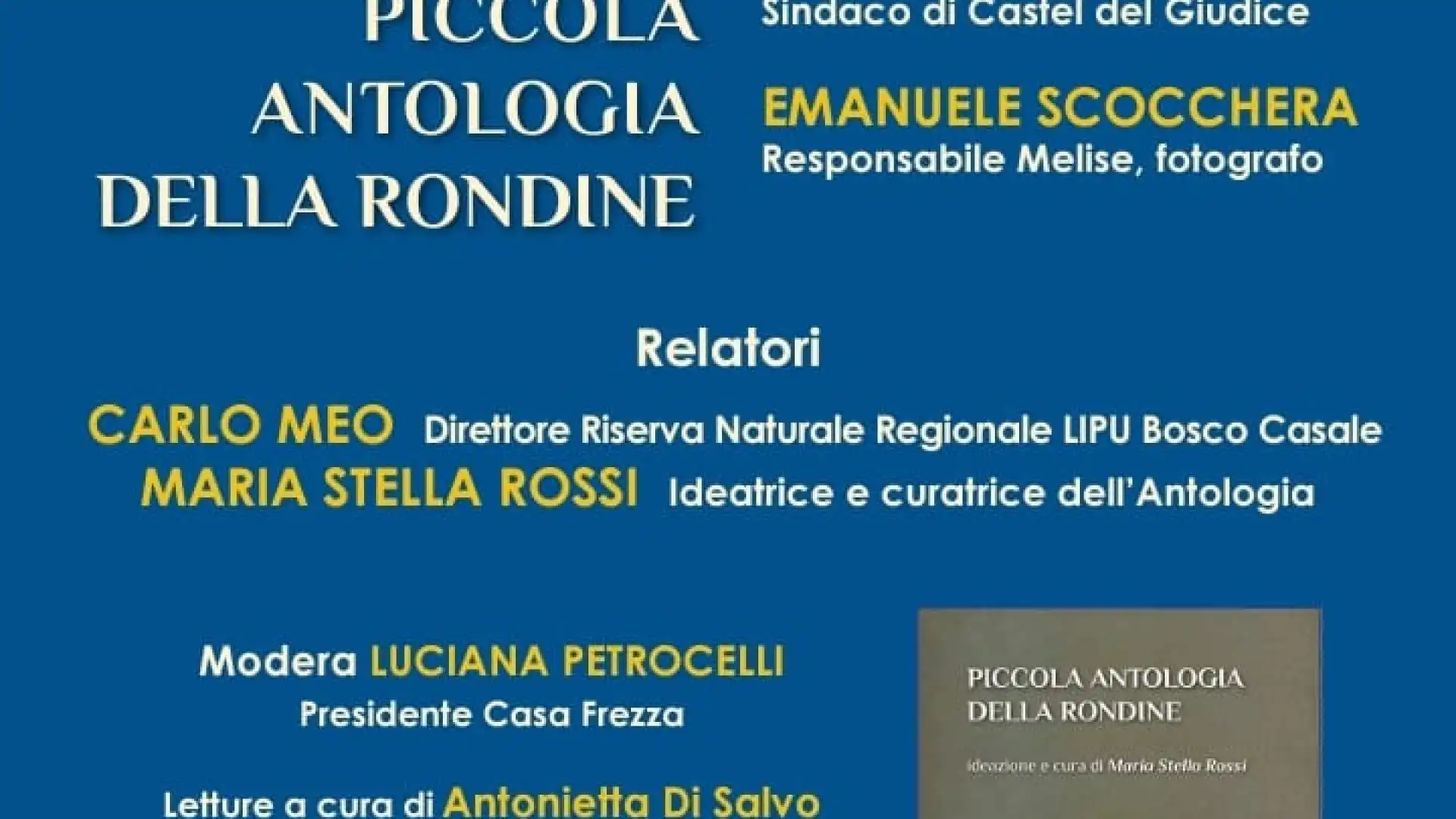 Castel Del Giudice: sabato pomeriggio la presentazione della Piccola Antologia della Rondine.